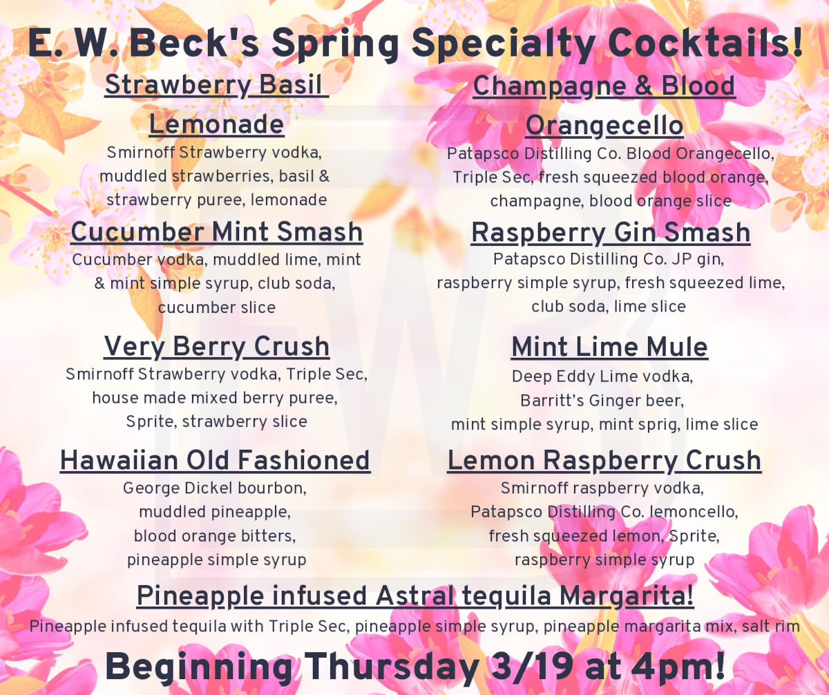 E. W. Beck's Spring Specialty Cocktails!