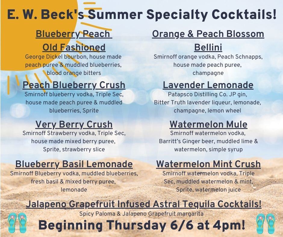 Summer specialty cocktails flyer