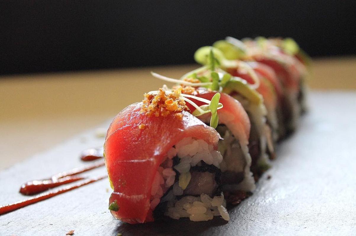 Sushi rolls served