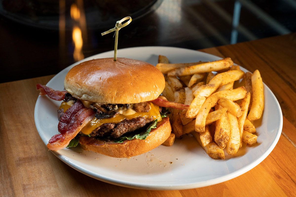 St. Peter's Burger served with sweet potato fires