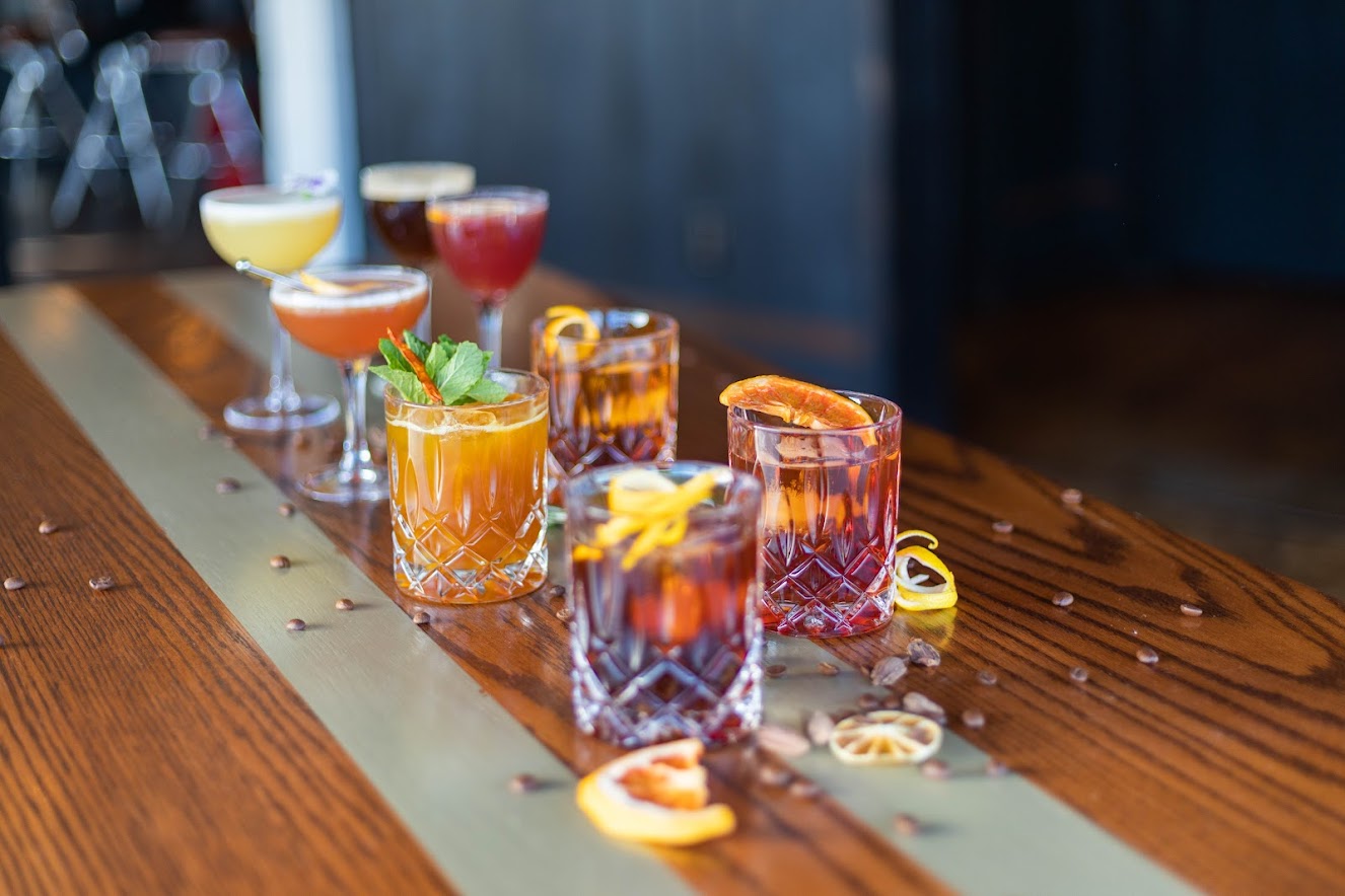 Cocktails served on the bar