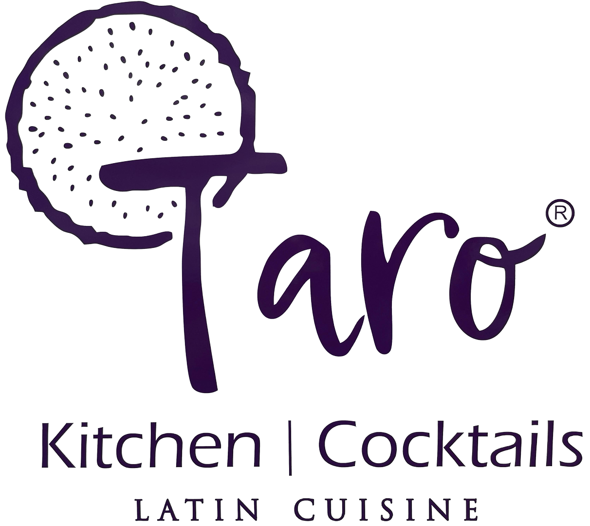 Taro Kitchen and Cocktails Latin Cuisine logo scroll