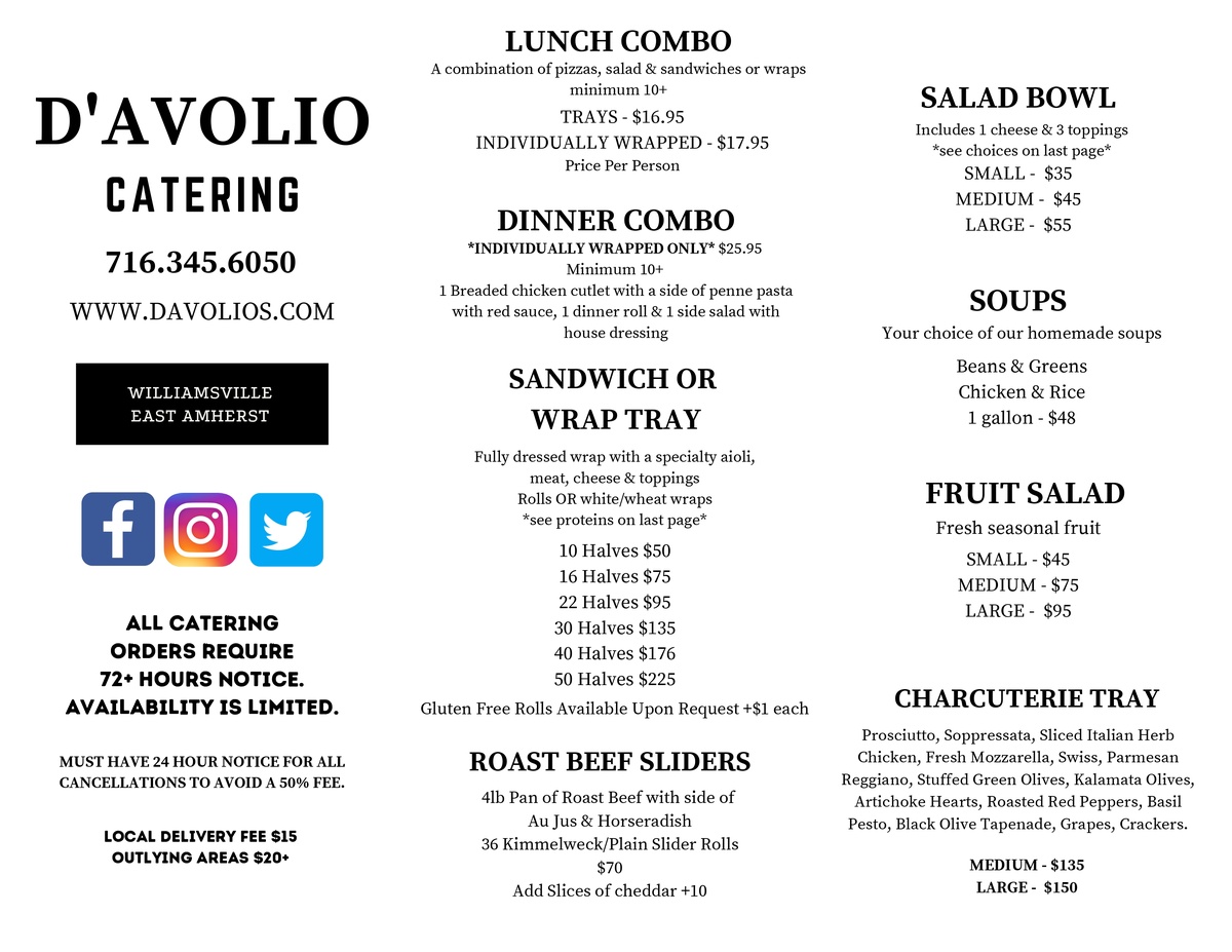 Davolois Catering menu image left