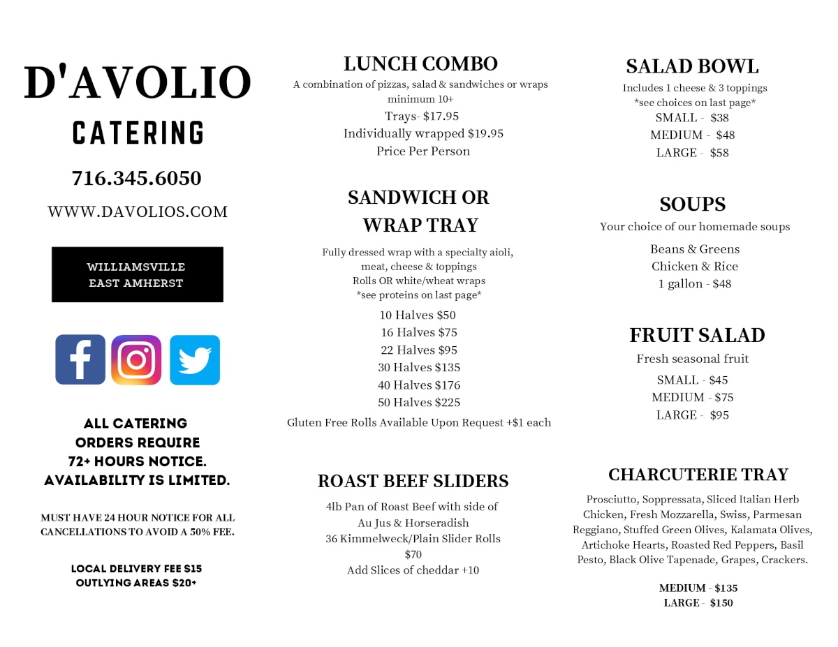 Davolois Catering menu image left