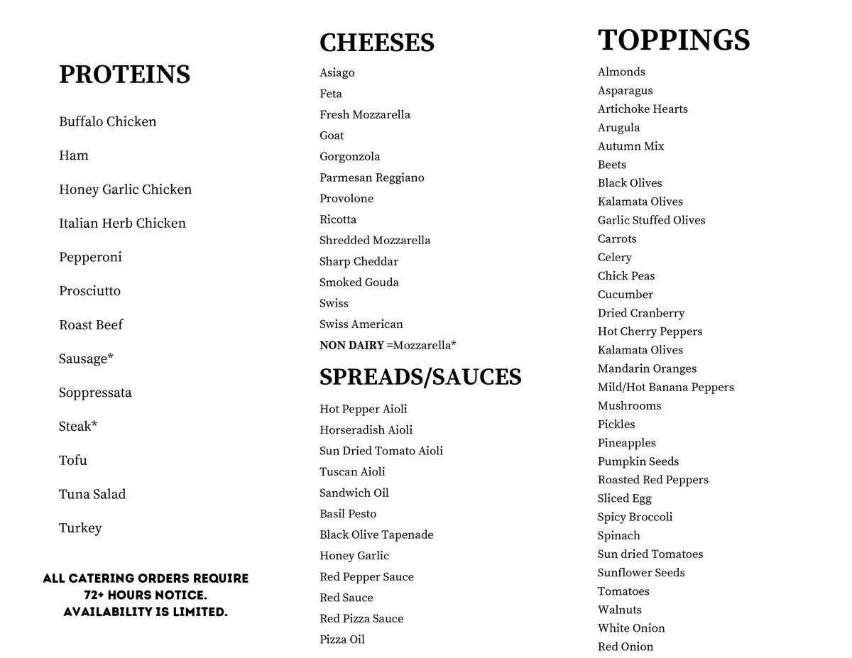 Davolois Catering menu image bottom