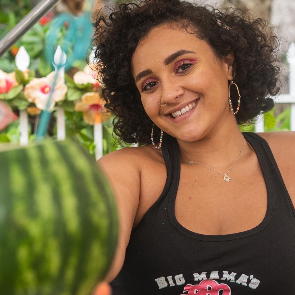 Women holding a watermelon