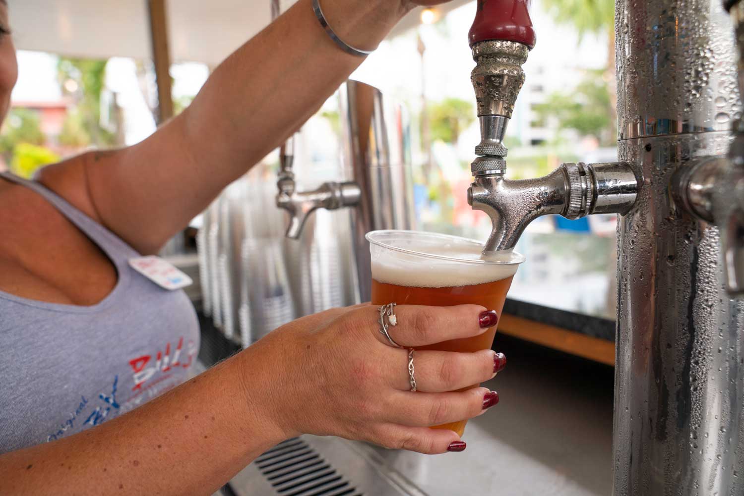 Beer tap, pouring beer