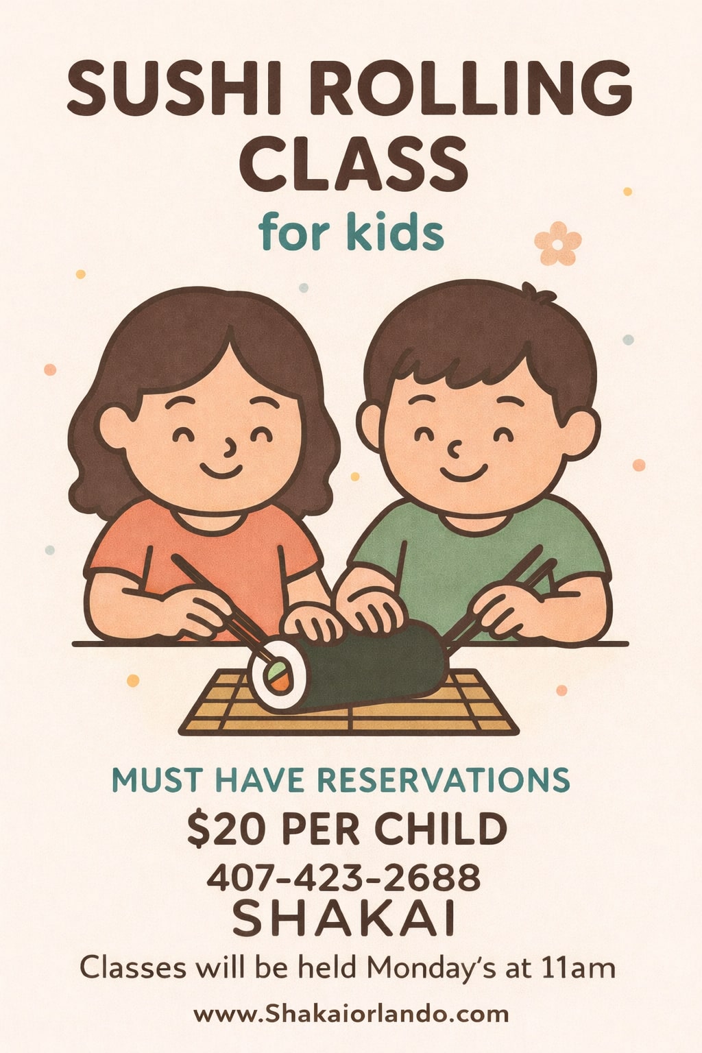 Sushi rolling class for kids