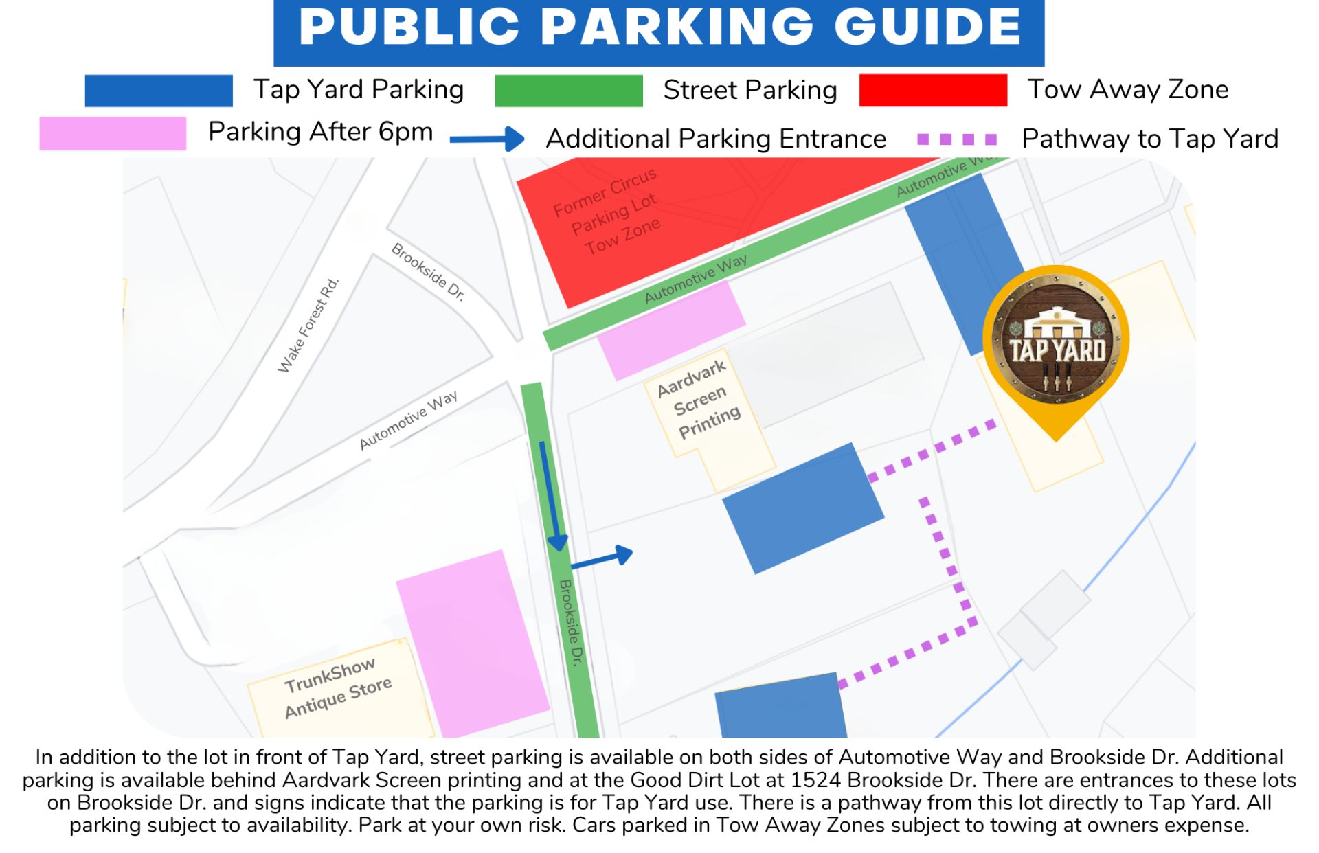 Tap Yard Raleigh's parking guide