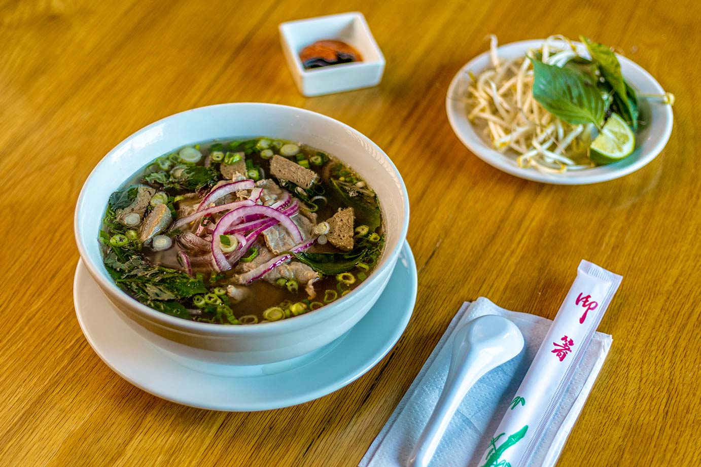 Steak Pho Soup served