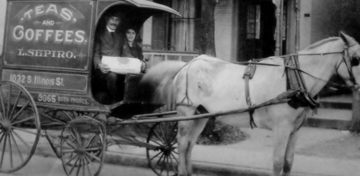 two persons in a carriage