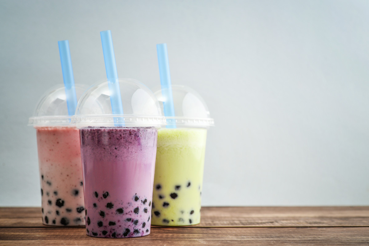 Three bubble tea drinks