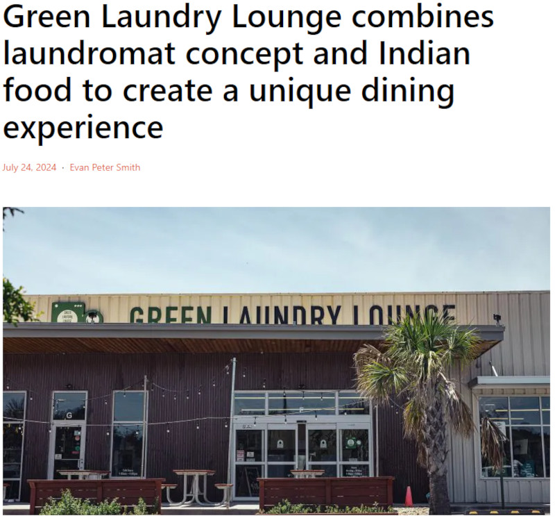 Green laundry lounge, front doors view