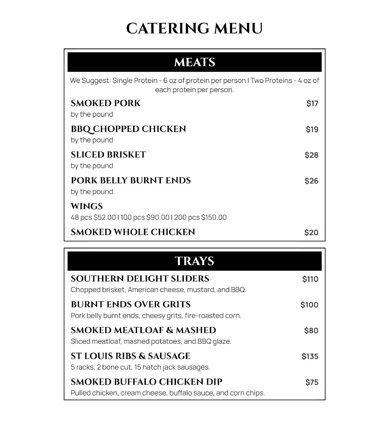 Catering menu 1