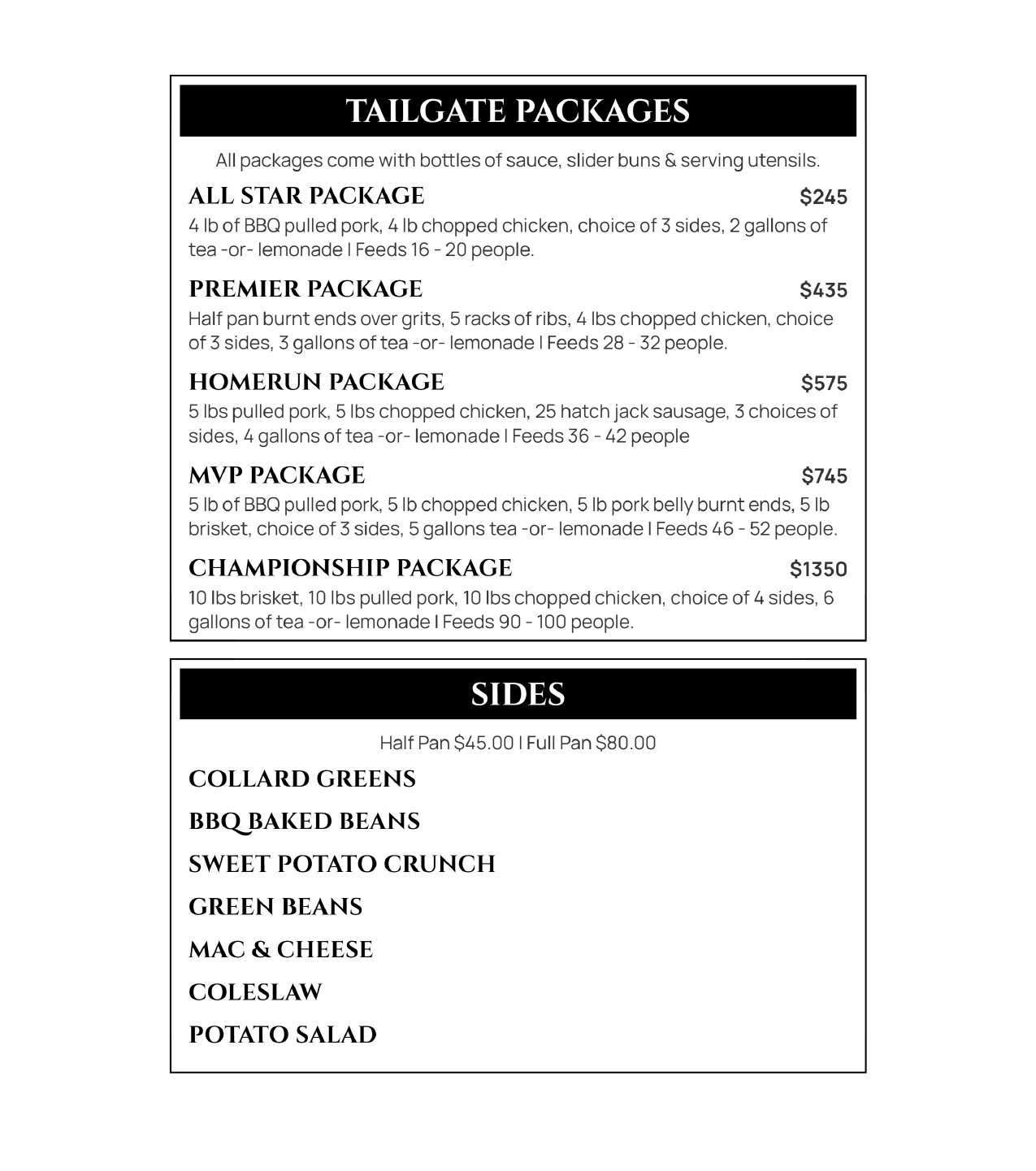 Catering menu 2