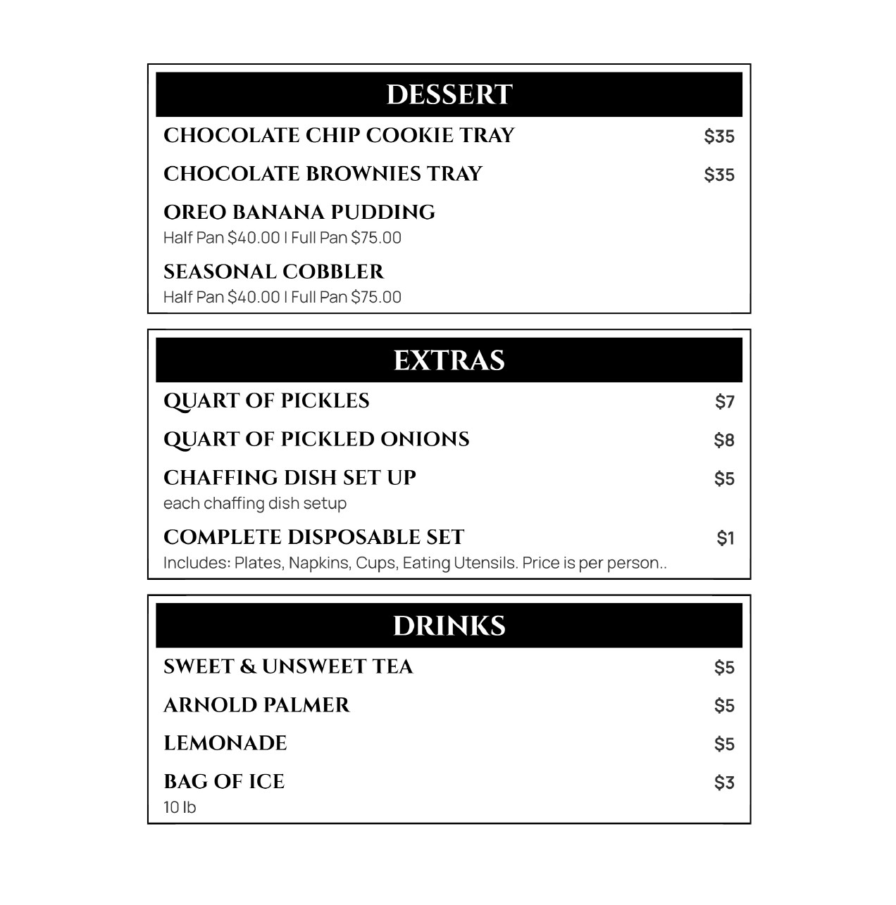 Catering menu 3