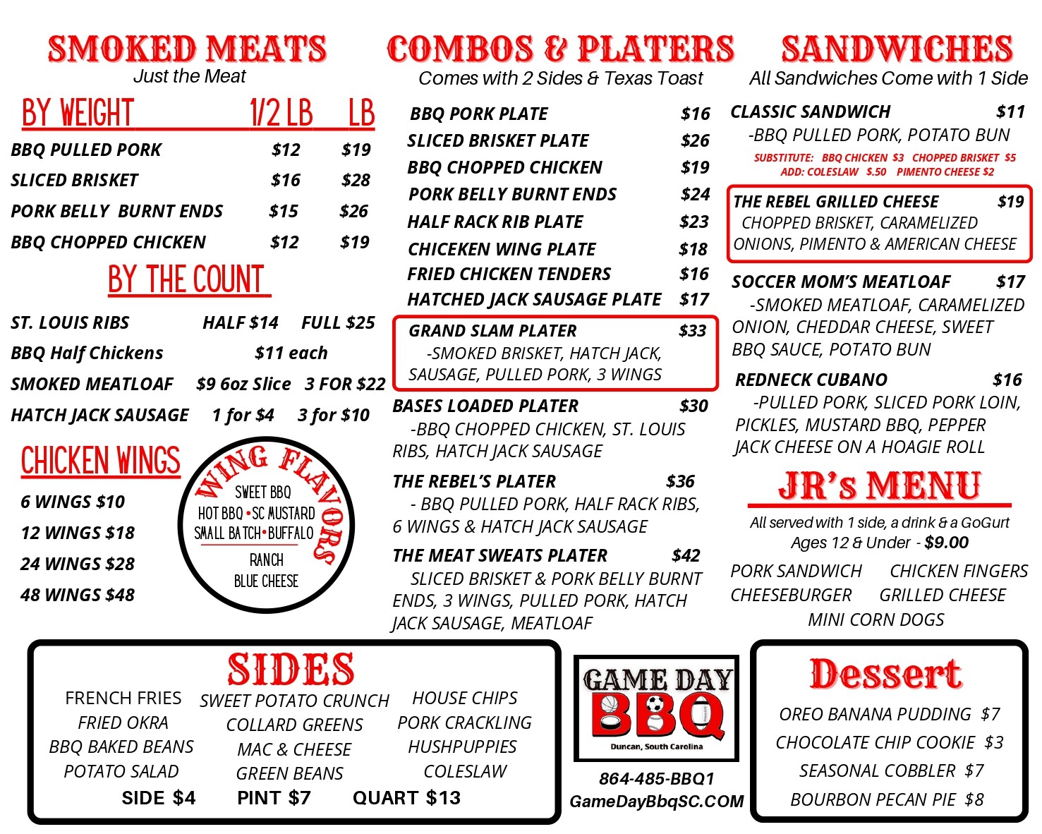Game day BBQ menu for 2025