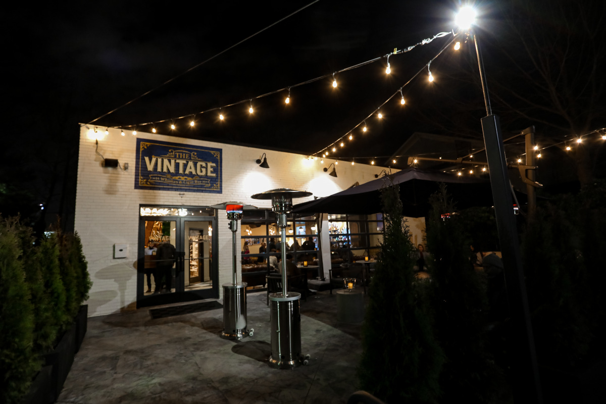 The Vintage exterior at night