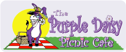 Purple Daisy Picnic Cafe logo scroll