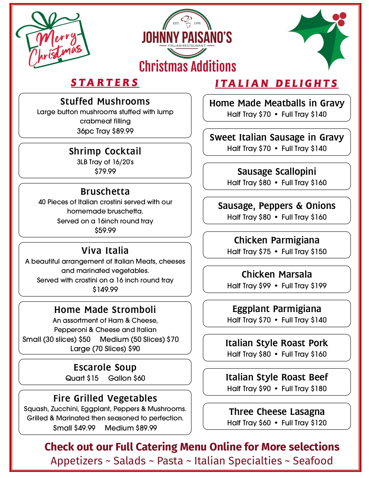 Christmas menu 1