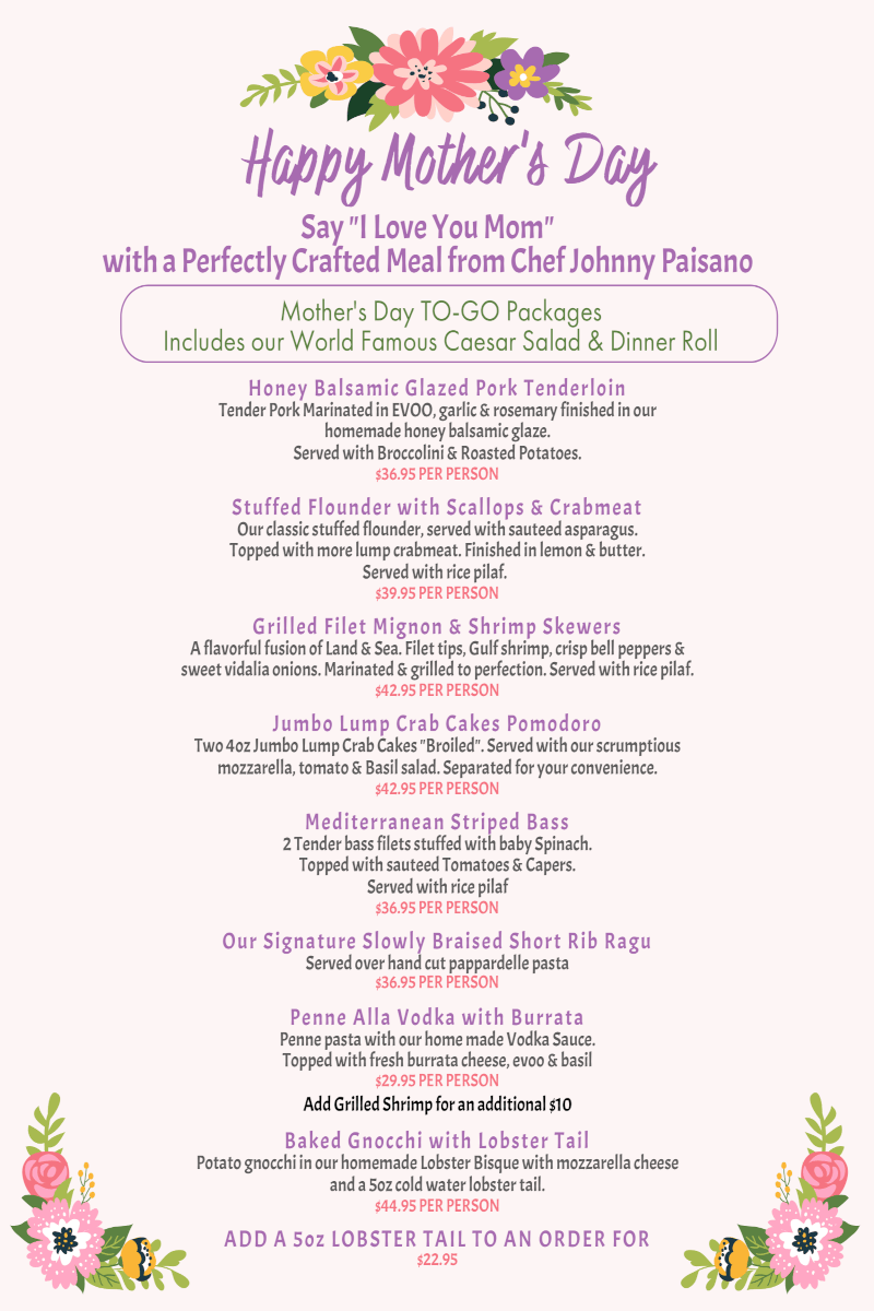 Mother's Day menu flyer 2