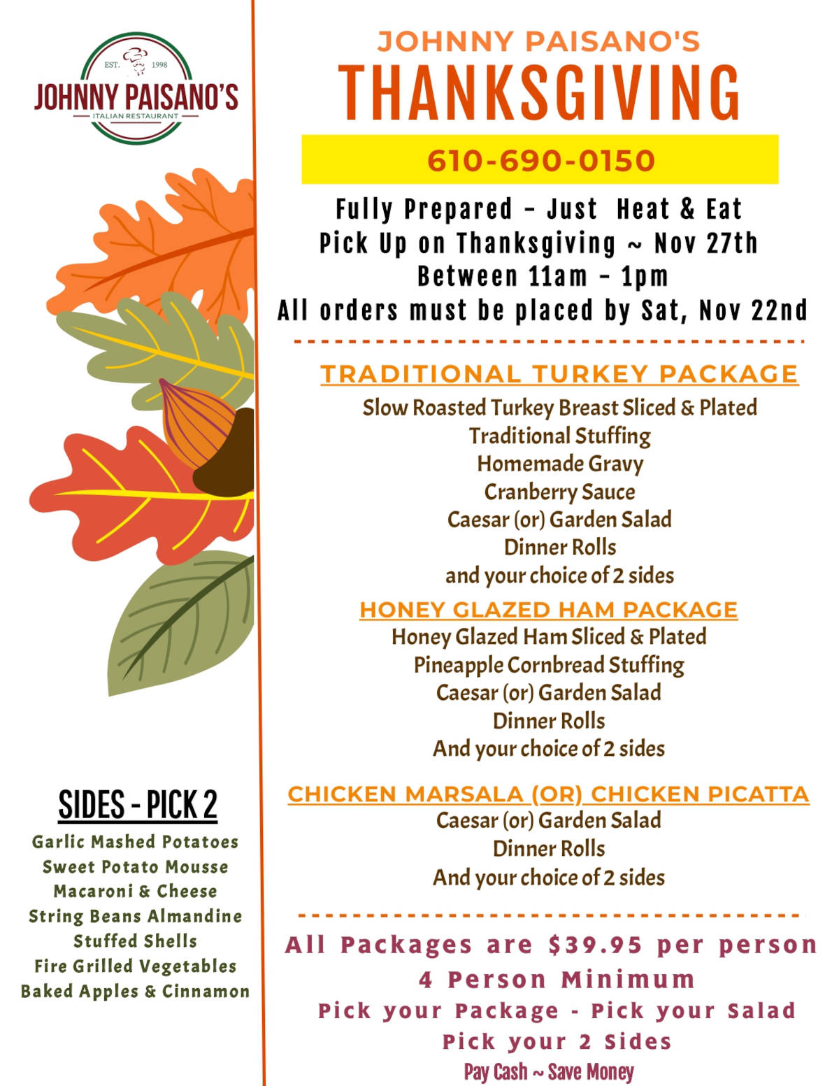 Johnny paisano’s Thanksgiving flyer 1!