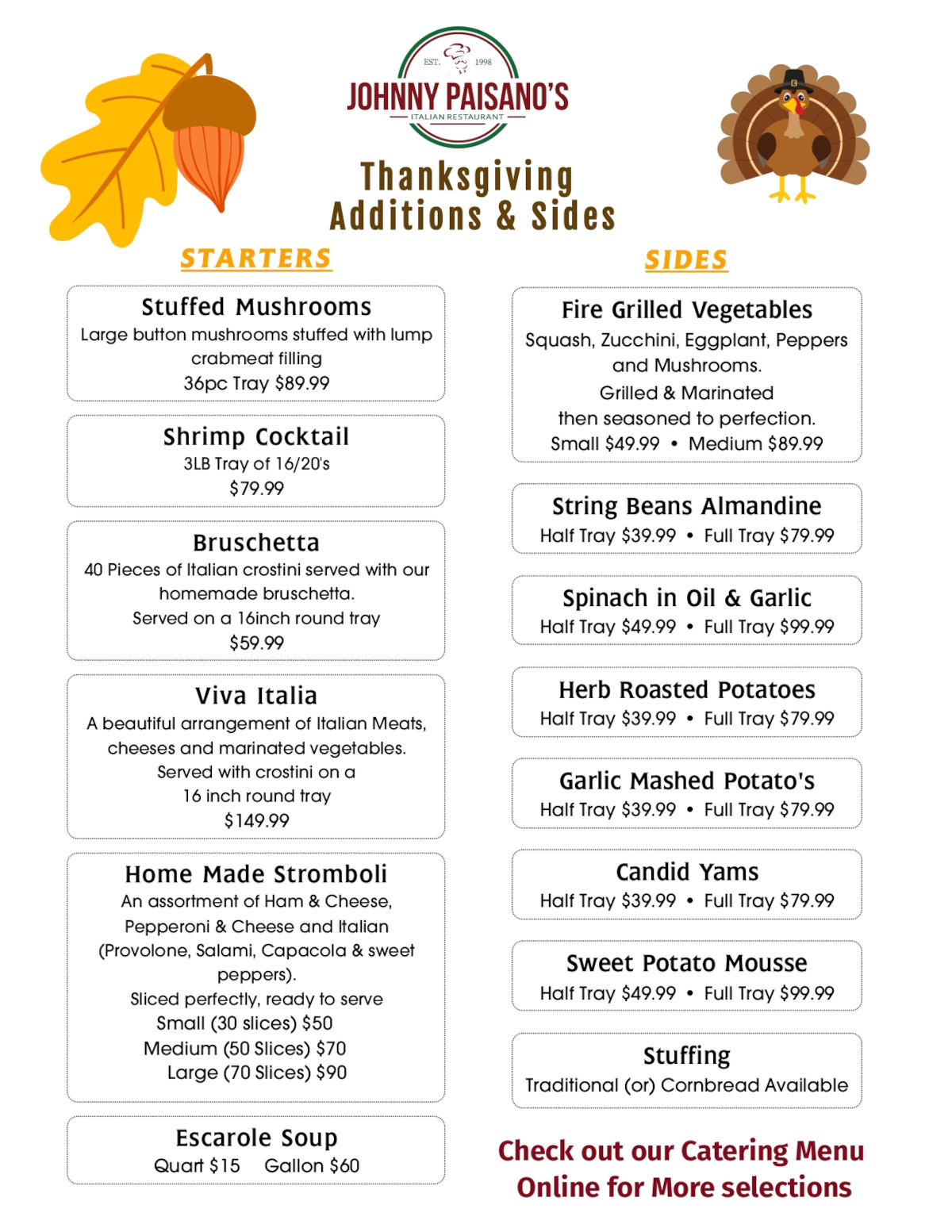 Johnny paisano’s Thanksgiving flyer 2!