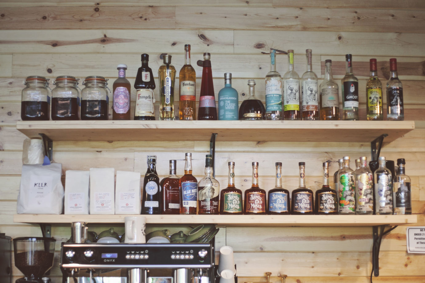 Drinks on a shelf
