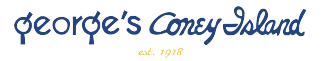 George's Coney Island Hot Dogs logo scroll
