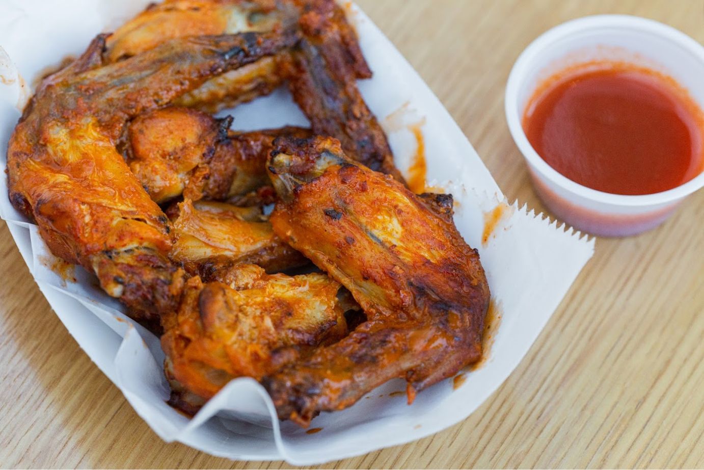 BBQ Wings and red sauce dip