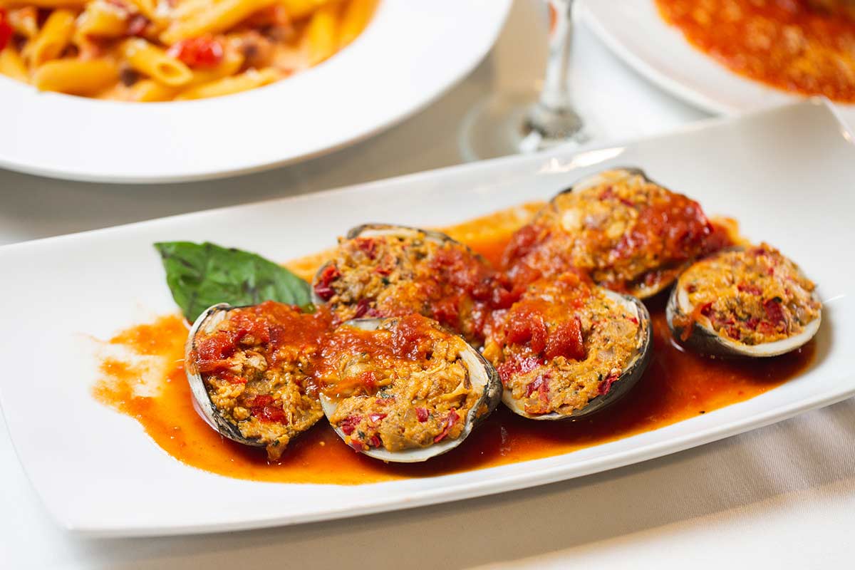 Penne ala vodka stuffed clams