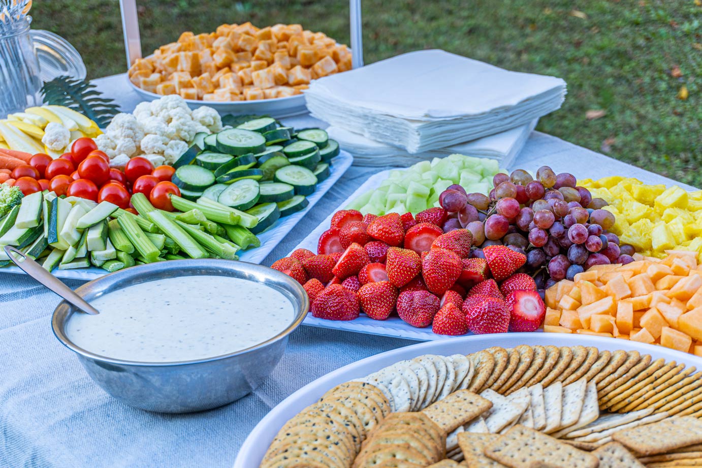 Various fruits and vegetables on table