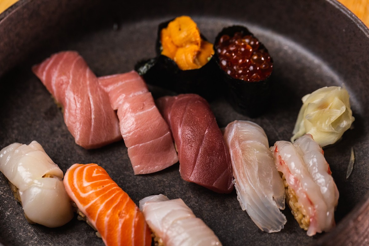 Japanese sashimi on a plate.