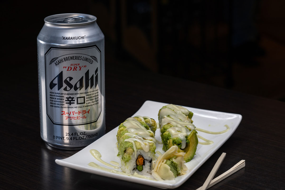 Caterpillar Roll with Asahi Beer