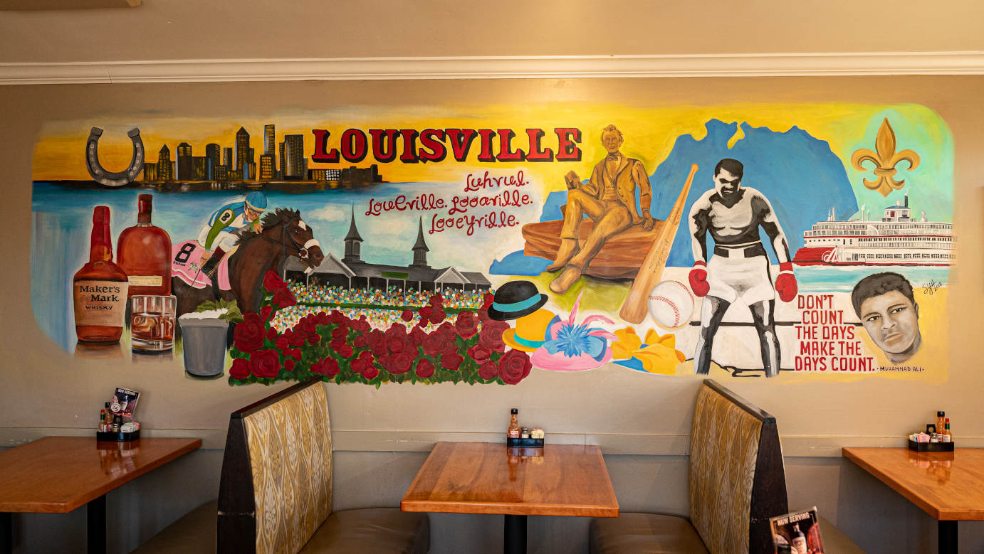 Mural on wall in dining area