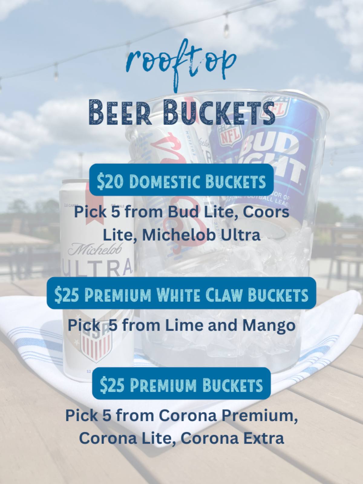 buckets of beer flyer