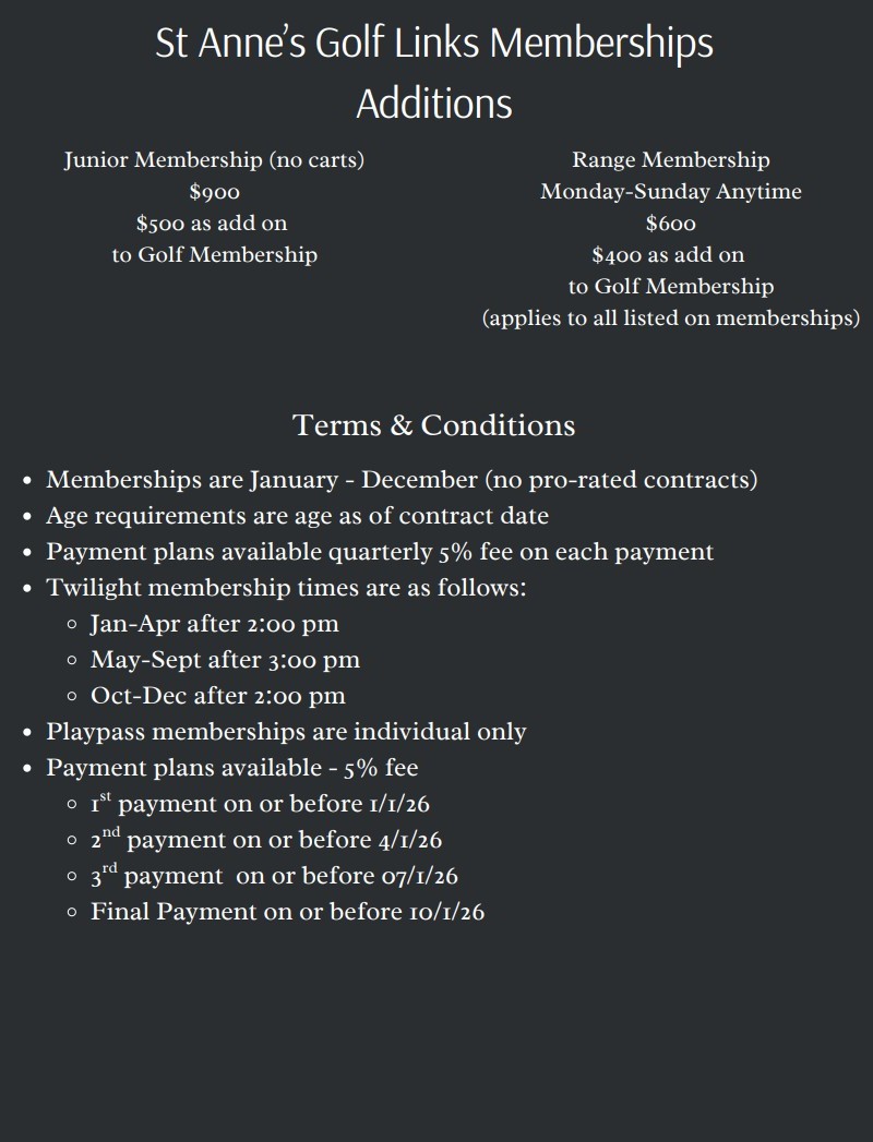 St Anne's golf links memberships additions