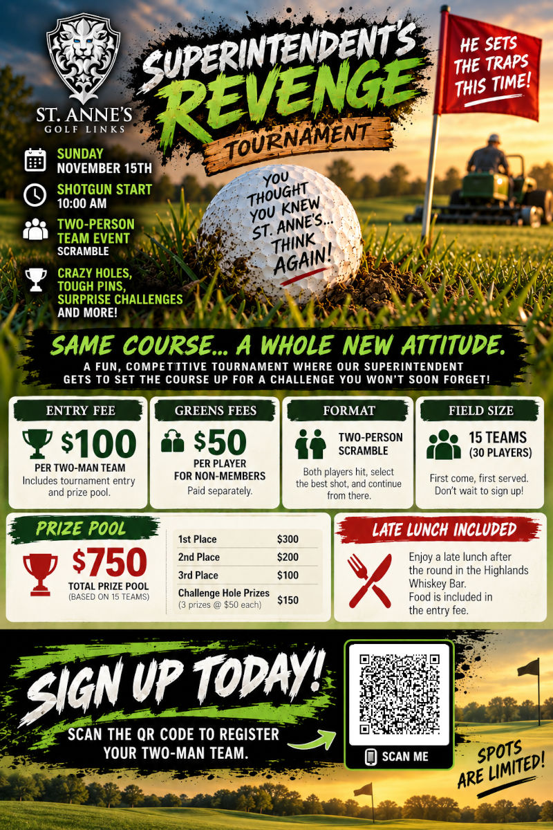 St. Anne's Golf Links Superintendent's Revenge Tournament flyer