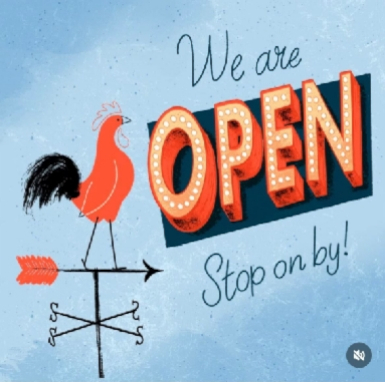 we are open stop on by flayer