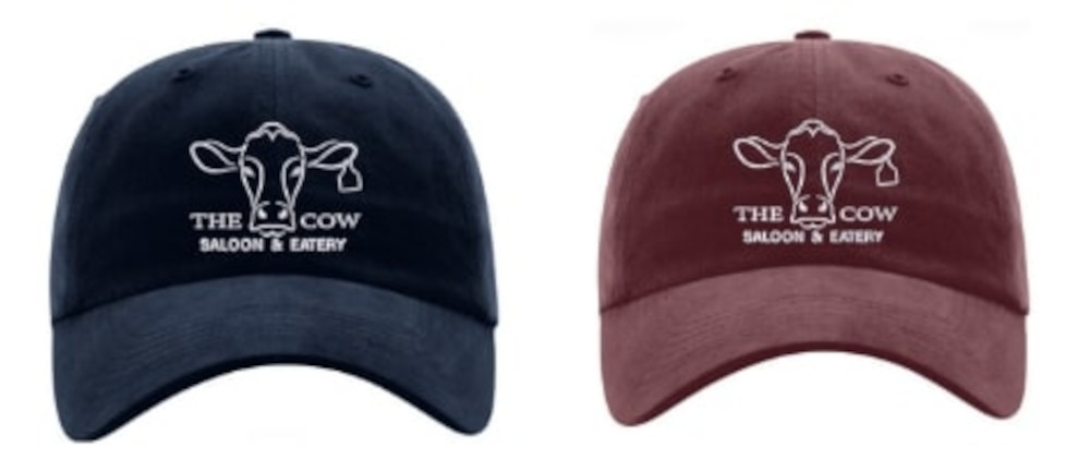 dark blue and red ball caps with logo