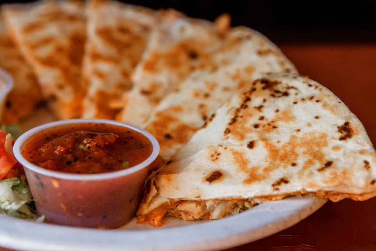Quesadilla served with dip