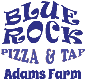 Blue Rock Pizza & Tap Adams Farm logo scroll