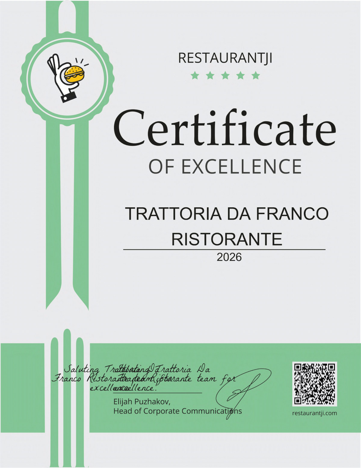 Certificate of Excellence