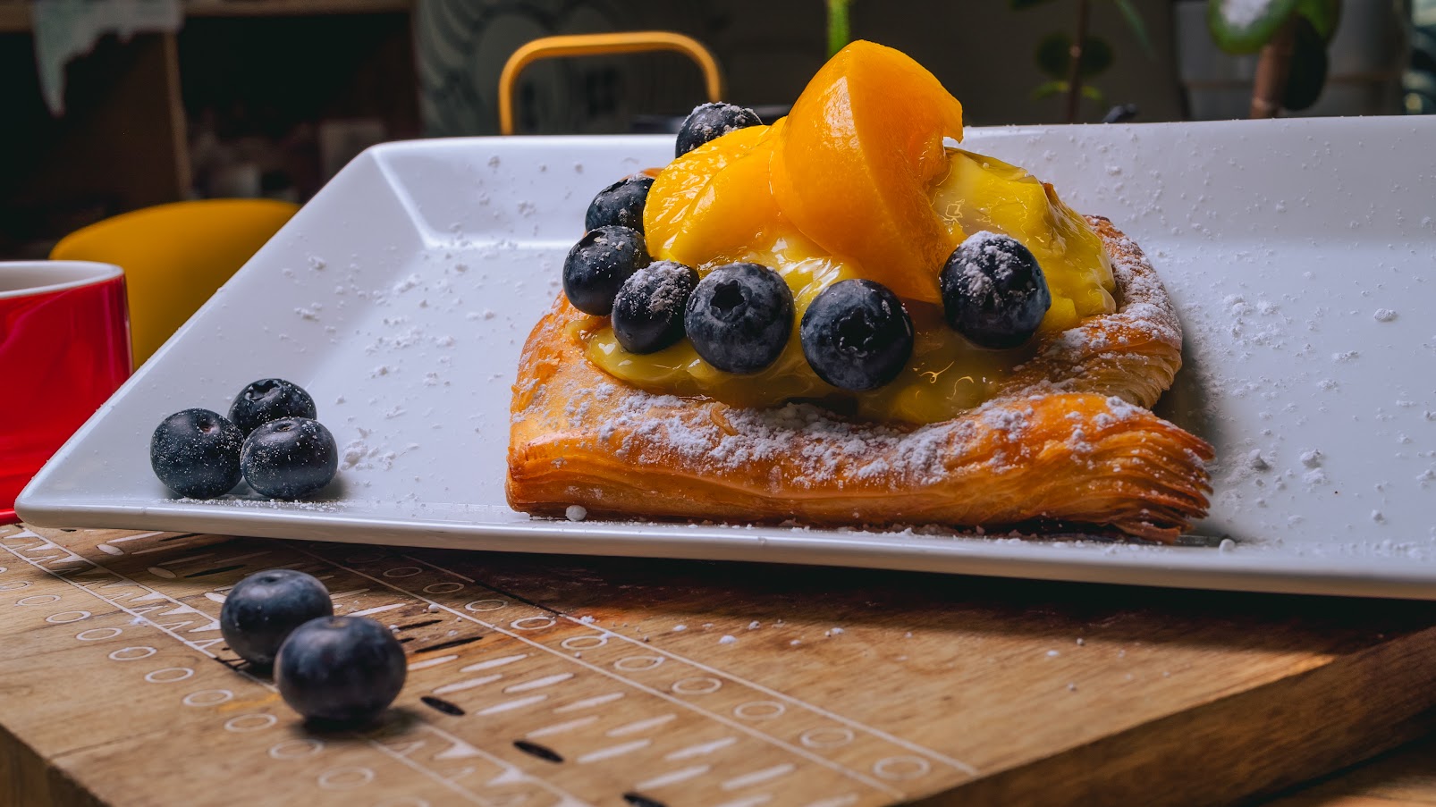 Blueberry Danish pastry on a plate