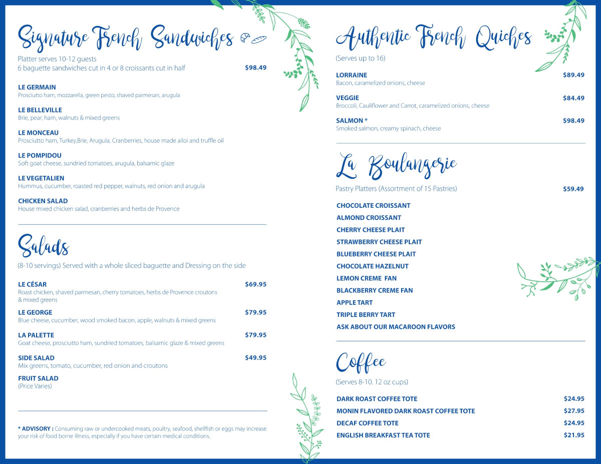 catering menu flyer