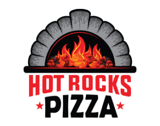 Hot Rocks Pizza logo scroll