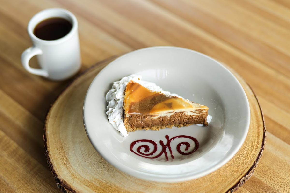 caramel sea salt cake served with coffe