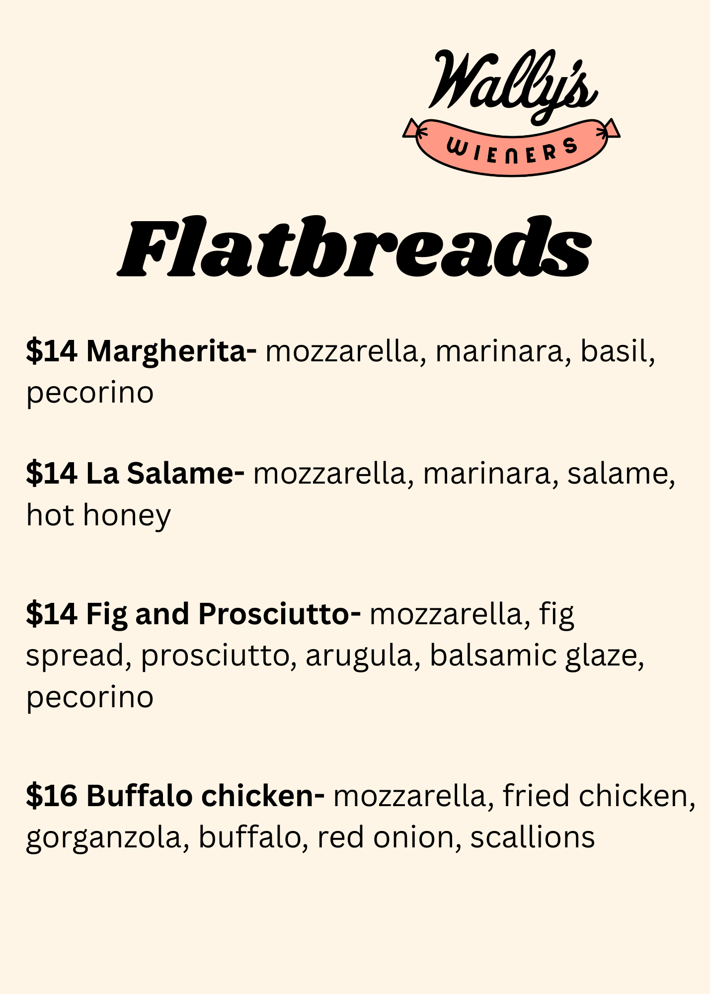 Flatbreads Menu flyer