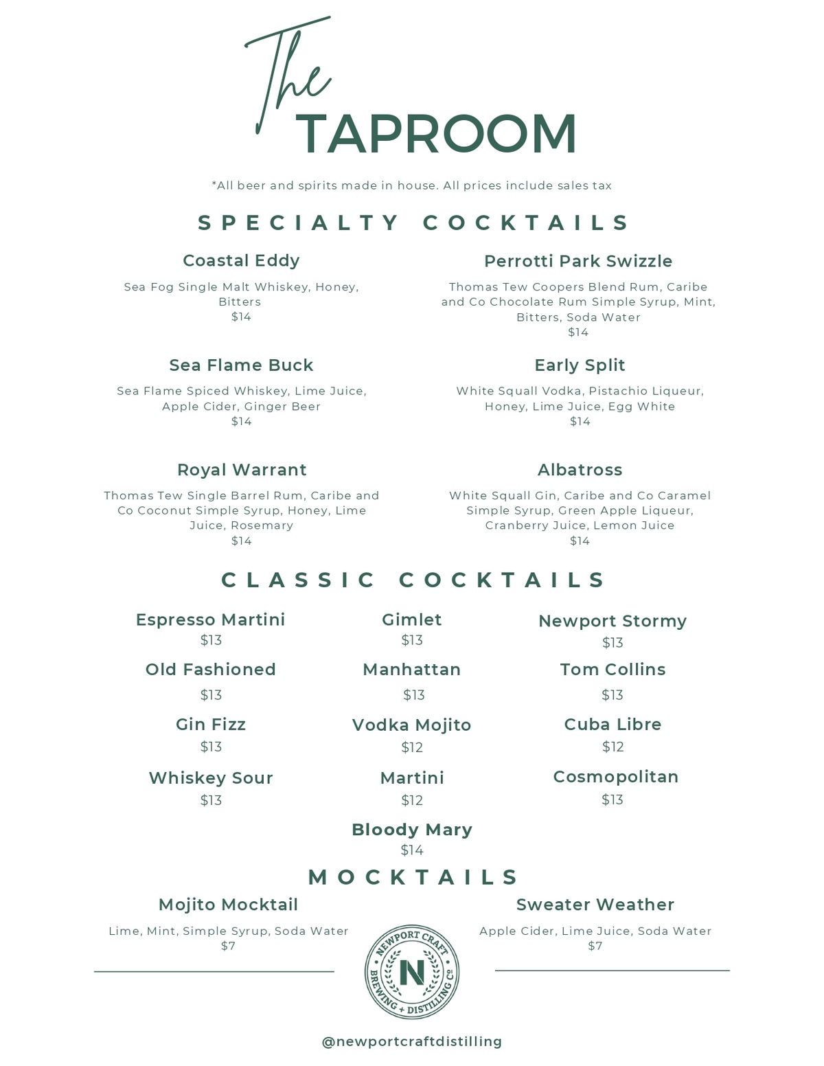 Taproom Beer Menu