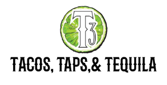 Tacos, Taps & Tequila logo scroll